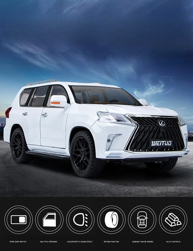 1/18 Lexus LX570 SUV Sport Toy Car Diecast Metal Model Miniature Pull Back Sound Light Doors Openable Collection Gift For Kids