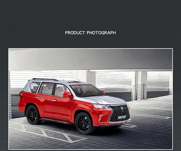 1/18 Lexus LX570 SUV Sport Toy Car Diecast Metal Model Miniature Pull Back Sound Light Doors Openable Collection Gift For Kids