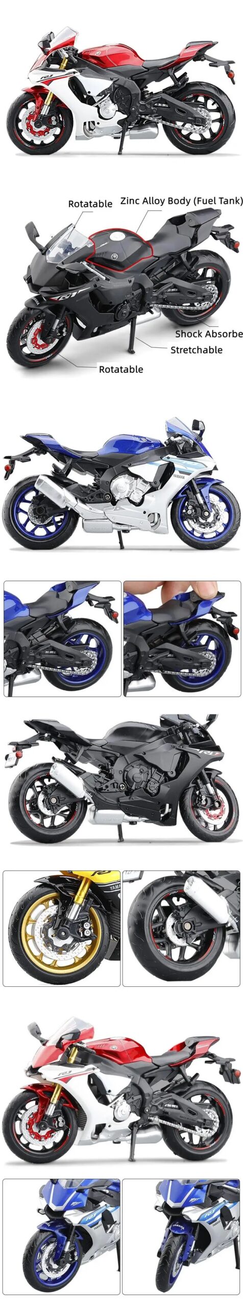 1/12 YAMAHA YZF-R1M Toy Motorcycle RMZ City Diecast Metal Model 1:12 Racing Super Sport Miniature Collection Gift For Boy Kid 1/12 YAMAHA YZF-R1M Toy Motorcycle RMZ City Diecast Metal Model 1:12 Racing Super Sport Miniature Collection Gift For Boy Kid