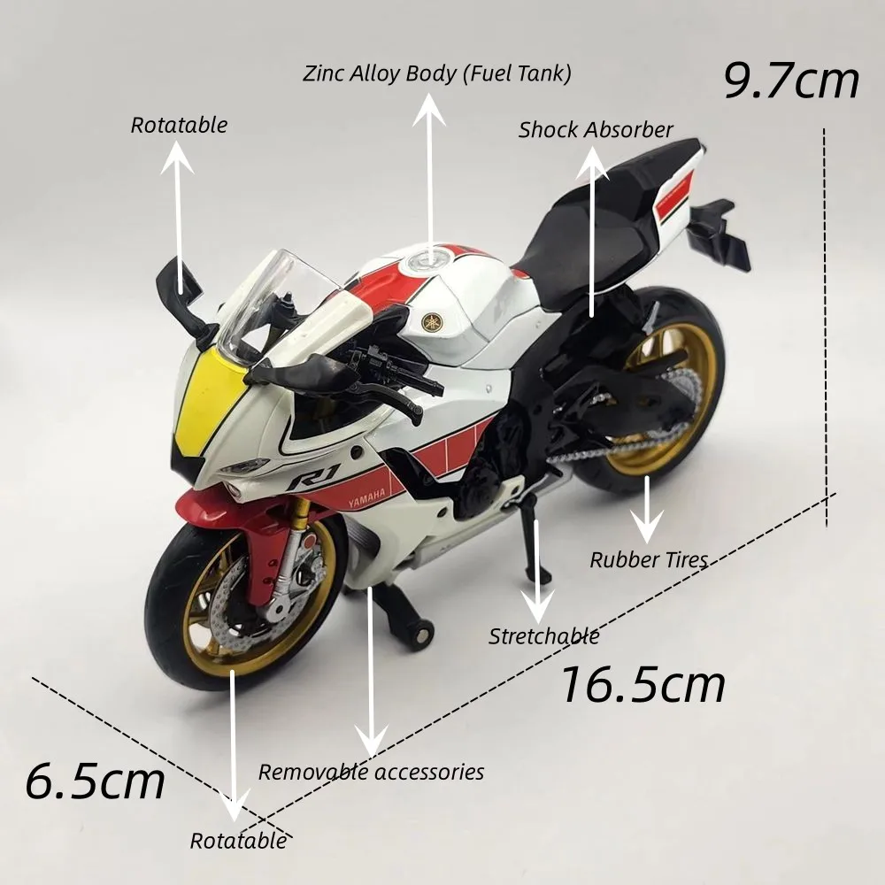 1/12 YAMAHA YZF-R1M Toy Motorcycle RMZ City Diecast Metal Model 1:12 Racing Super Sport Miniature Collection Gift For Boy Kid 1/12 YAMAHA YZF-R1M Toy Motorcycle RMZ City Diecast Metal Model 1:12 Racing Super Sport Miniature Collection Gift For Boy Kid