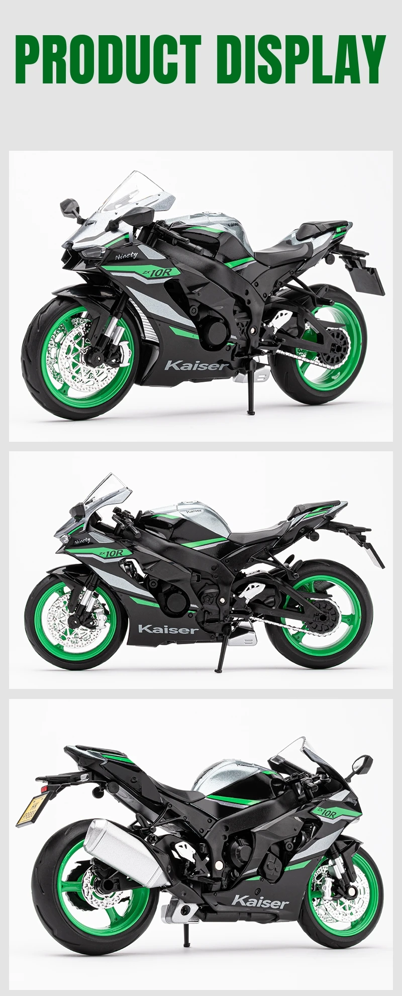 1/12 KAWASAKI Ninja ZX-10R Toy Motorcycle Diecast Metal Model Super Racing Sound & Light Collection Gift For Boy Children