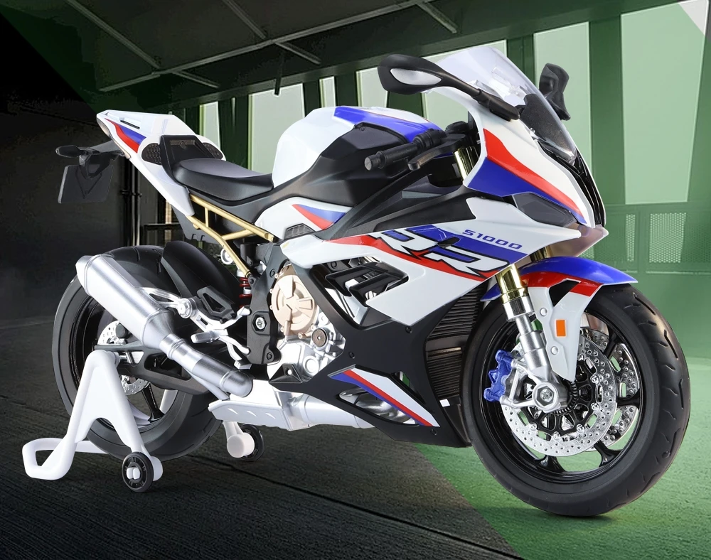 1/9 BMW S1000RR Racing Toy Motorcycle For Children Diecast Metal Large Size Model Super Racing Lightable Collection Gift For Boy