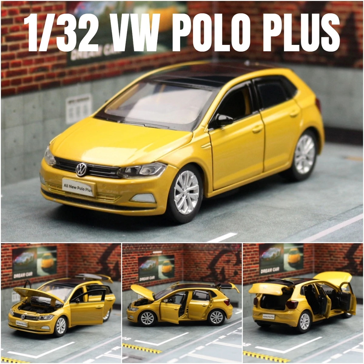 1/32 Volkswagen Polo Plus Sedan Toy Car Model Diecast Alloy Metal Miniature Sound & Light Collection Gift For Children Boys Kid