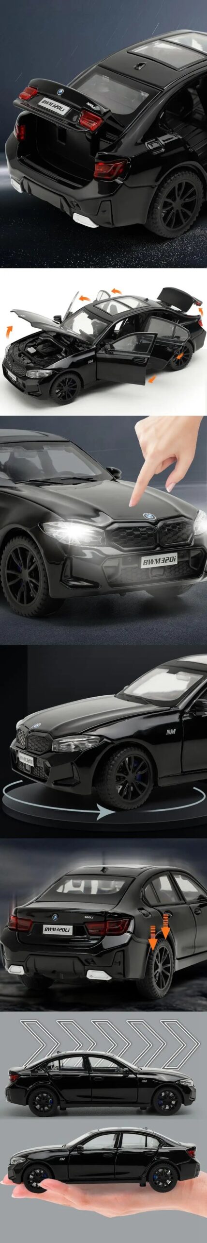 1/32 BMW 320i Sedan Miniature Diecast Toy Car Model Sound & Light Doors Openable Educational Collection Gift for Children Boy 1/32 BMW 320i Sedan Miniature Diecast Toy Car Model Sound & Light Doors Openable Educational Collection Gift for Children Boy