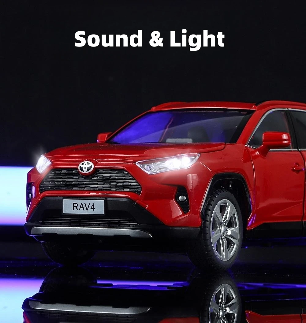 1/24 TOYOTA RAV4 SUV Sport Diecast Alloy Miniature Toy Car Model Remote Control Sound Light Pull Back Collection Gift For Boy 1/24 TOYOTA RAV4 SUV Sport Diecast Alloy Miniature Toy Car Model Remote Control Sound Light Pull Back Collection Gift For Boy