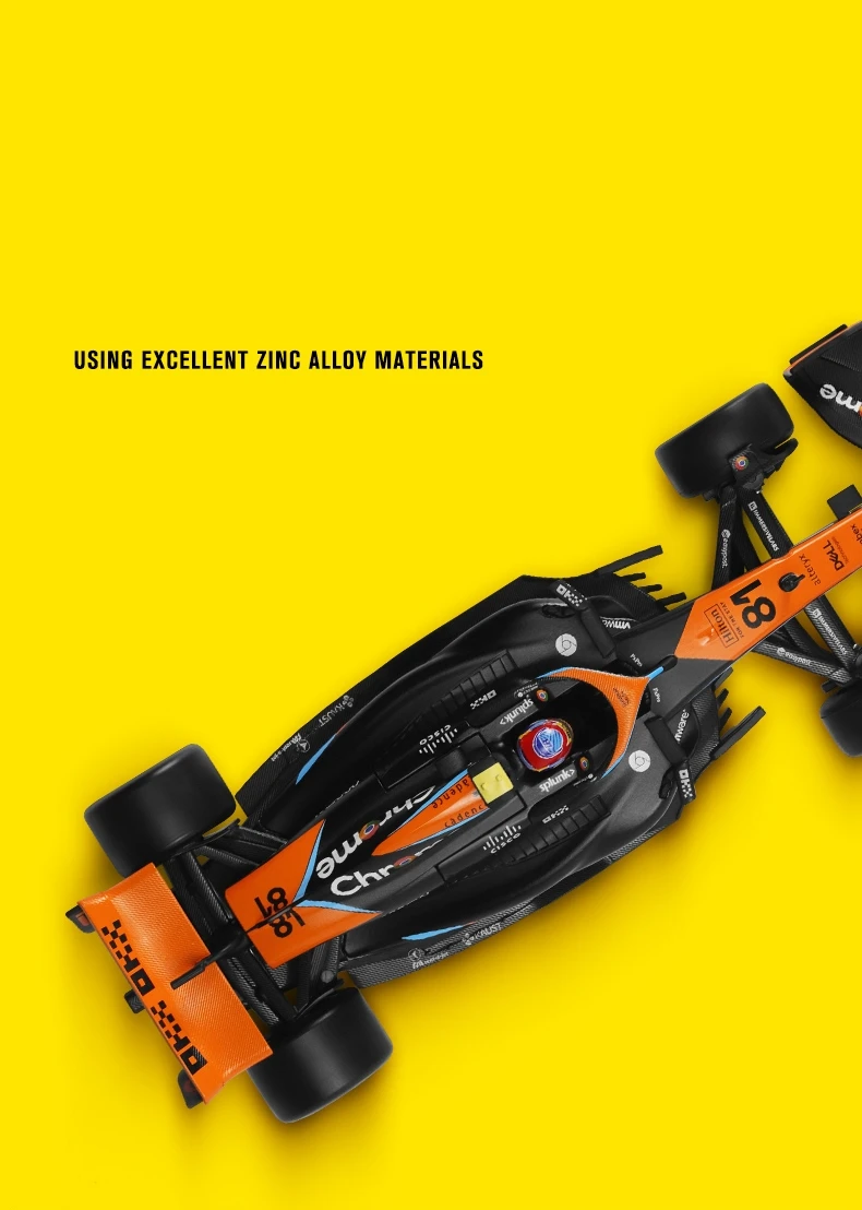 1/24 McLaren F1 MCL60 2023 Racing Team CCA 1:24 Diecast Metal Toy Car Miniature Vehicle Model Free Wheels Collection Gift Boy