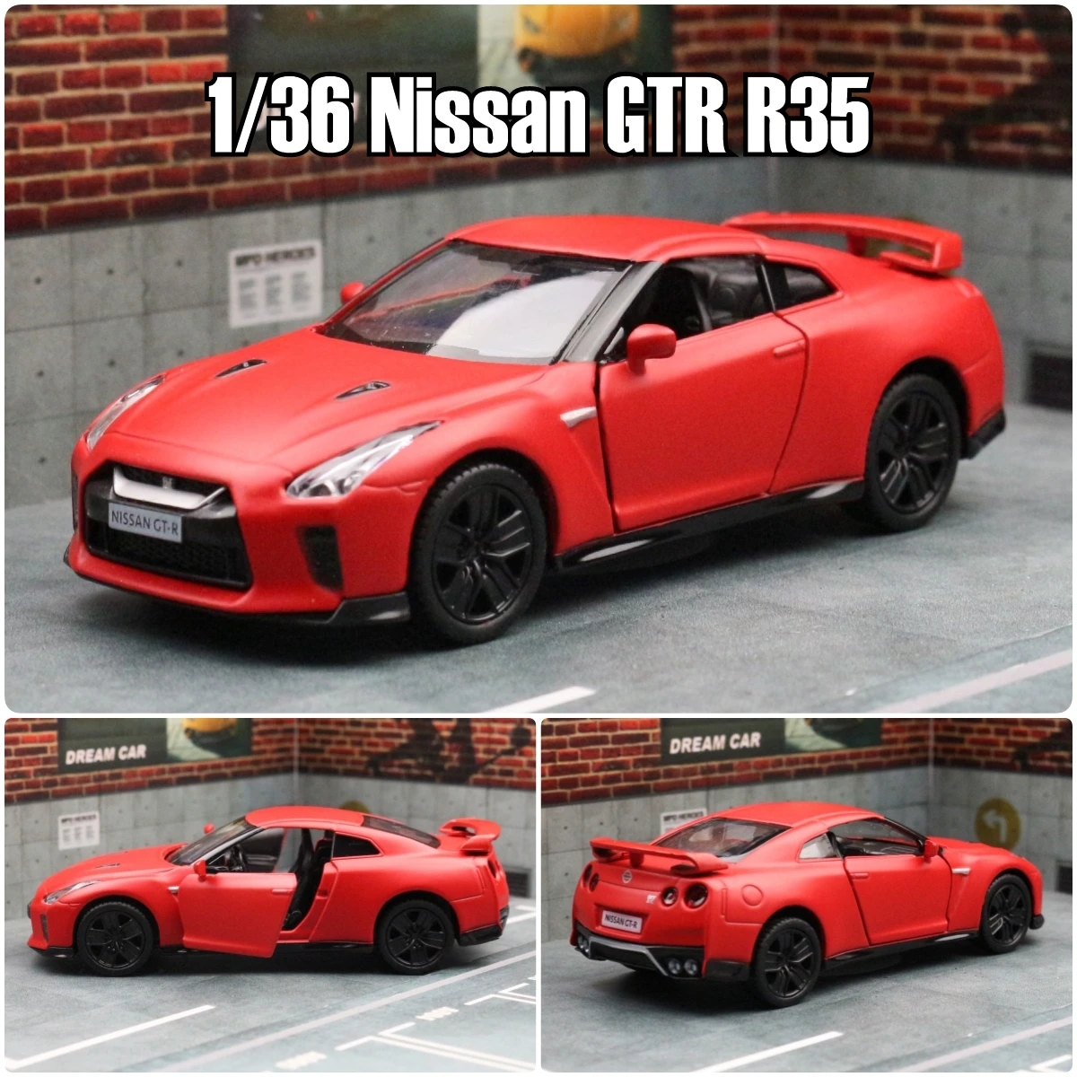 1/36 Nissan Skyline GTR R34 Toy Car Welly Diecast Metal Miniature Model Pull Back Doors Openable Collection Gift For Boy, Kid