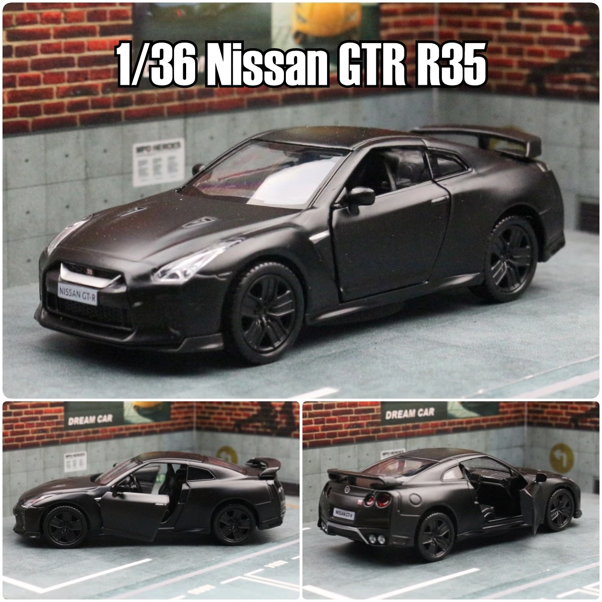 1/36 Nissan Skyline GTR R34 Toy Car Welly Diecast Metal Miniature Model Pull Back Doors Openable Collection Gift For Boy, Kid