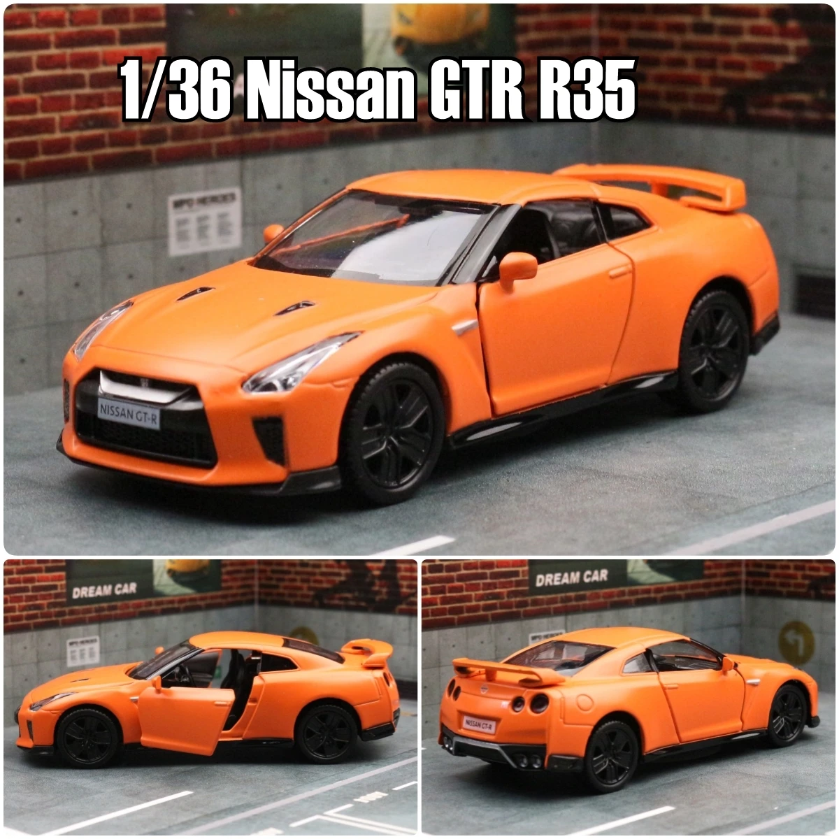 1/36 Nissan Skyline GTR R34 Toy Car Welly Diecast Metal Miniature Model Pull Back Doors Openable Collection Gift For Boy, Kid