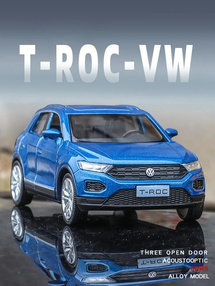 1/36 Volkswagen T-Roc Toy Car Model 5'' RMZ CiTY Diecast Alloy Sport SUV Vehicle Miniature Pull Back Collection Gift for Boy