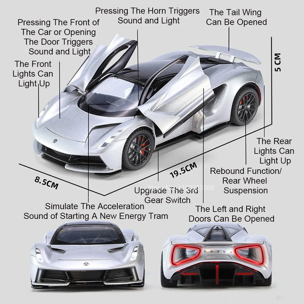 1/24 Lotus Evija Alloy Model Cars Toys Simulation Doors Opened Sports Car with Light and Sound Vehicle for Children Boys Gifts 1/24 Lotus Evija Alloy Model Cars Toys Simulation Doors Opened Sports Car with Light and Sound Vehicle for Children Boys Gifts