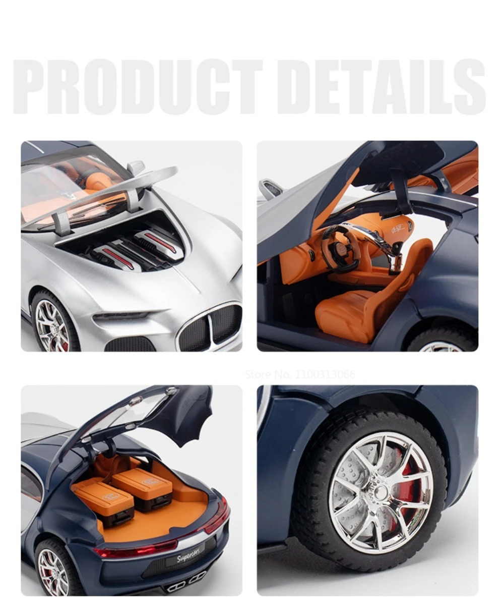 1/24 Scale Atlantic Toys Model Car Alloy Diecasts Model Vehicle with Light Sound Super Sport Car for Boys Birthday Gifts