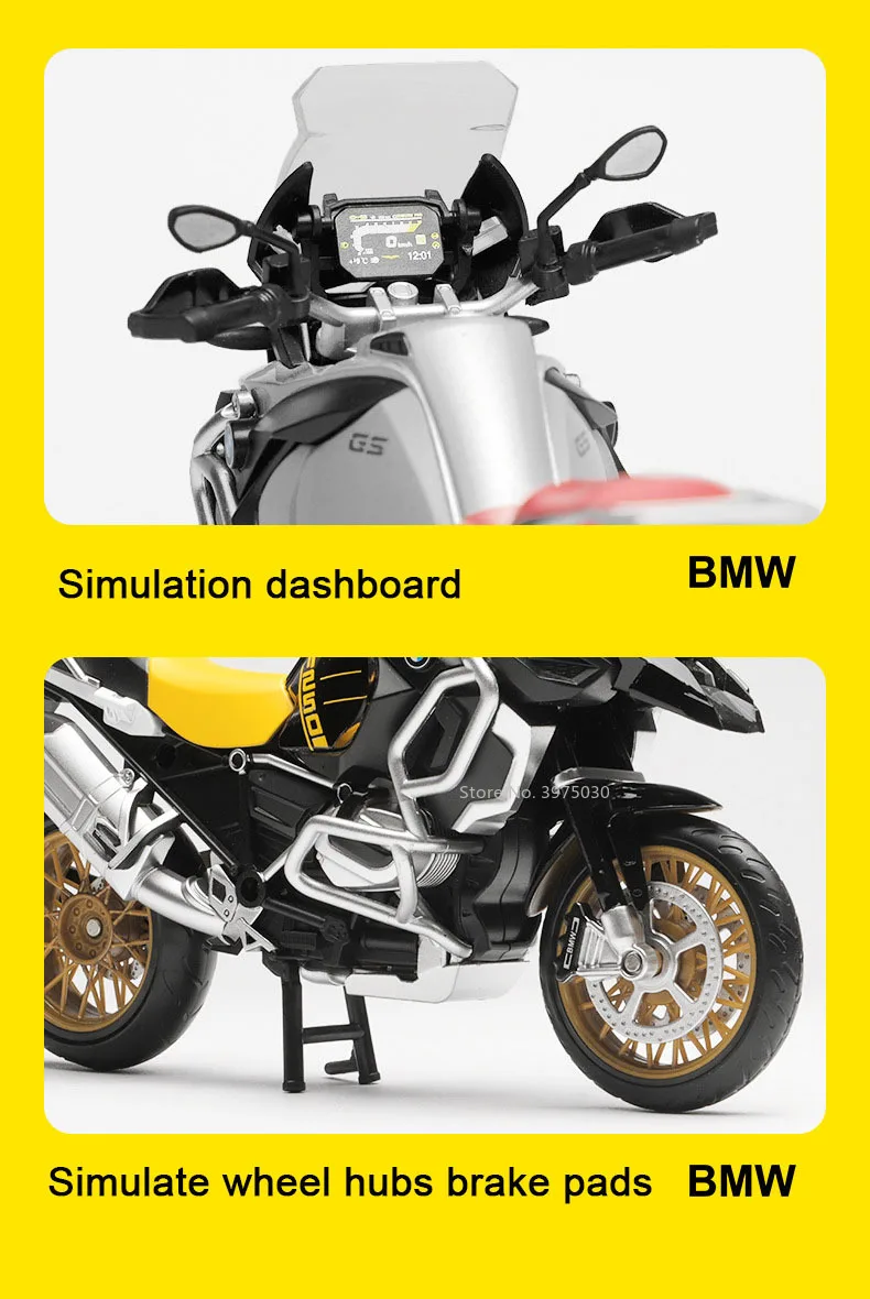 1:12 Scale BMW Motorcycle Diecasts Model R1250 GS Alloy Motorcycle Toy Highly Simulated Static Motorcycle Model for Kids Gifts