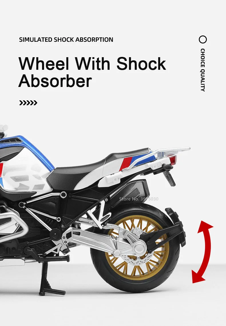 1:12 Scale BMW Motorcycle Diecasts Model R1250 GS Alloy Motorcycle Toy Highly Simulated Static Motorcycle Model for Kids Gifts