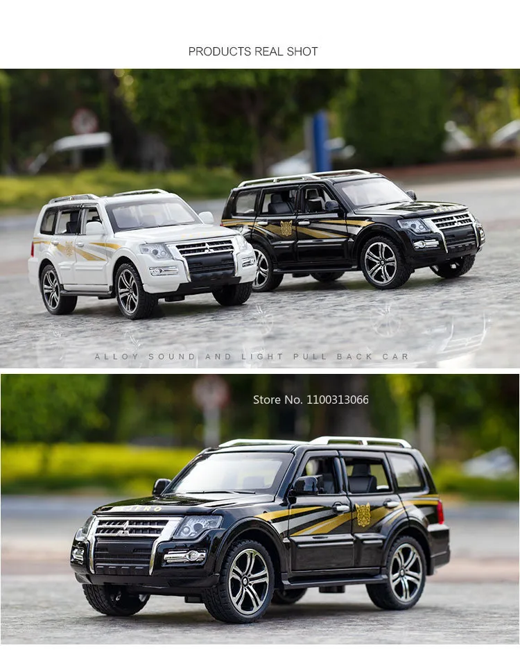 1:32 Mitsubishi Pajero SUV Alloy Diecast Car Model Simulation Toys Sound and Light Pull Back Off Road for Boy Gifts Collection 1:32 Mitsubishi Pajero SUV Alloy Diecast Car Model Simulation Toys Sound and Light Pull Back Off Road for Boy Gifts Collection