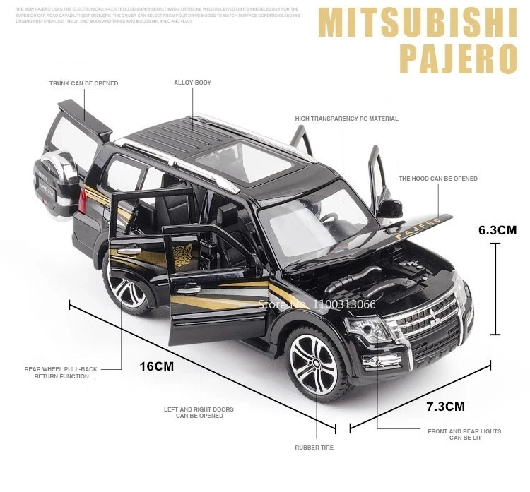 1:32 Mitsubishi Pajero SUV Alloy Diecast Car Model Simulation Toys Sound and Light Pull Back Off Road for Boy Gifts Collection 1:32 Mitsubishi Pajero SUV Alloy Diecast Car Model Simulation Toys Sound and Light Pull Back Off Road for Boy Gifts Collection
