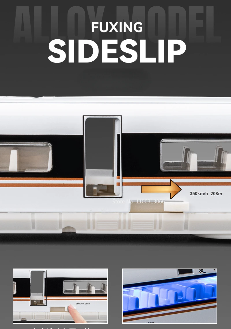 High Speed Railway Fuxing Toys Model Car Die Casts Alloy High-speed Train Model with Light Sound Toy for Child Birthday Gifts