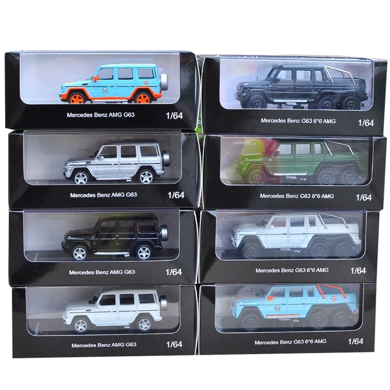 Diecast 1:64 Scale Mercedes-Benz G63 6X6 4X4 G500 AMG Benz G-Class Pickup Alloy Car Model Collectible Toy Gift Souvenir Display