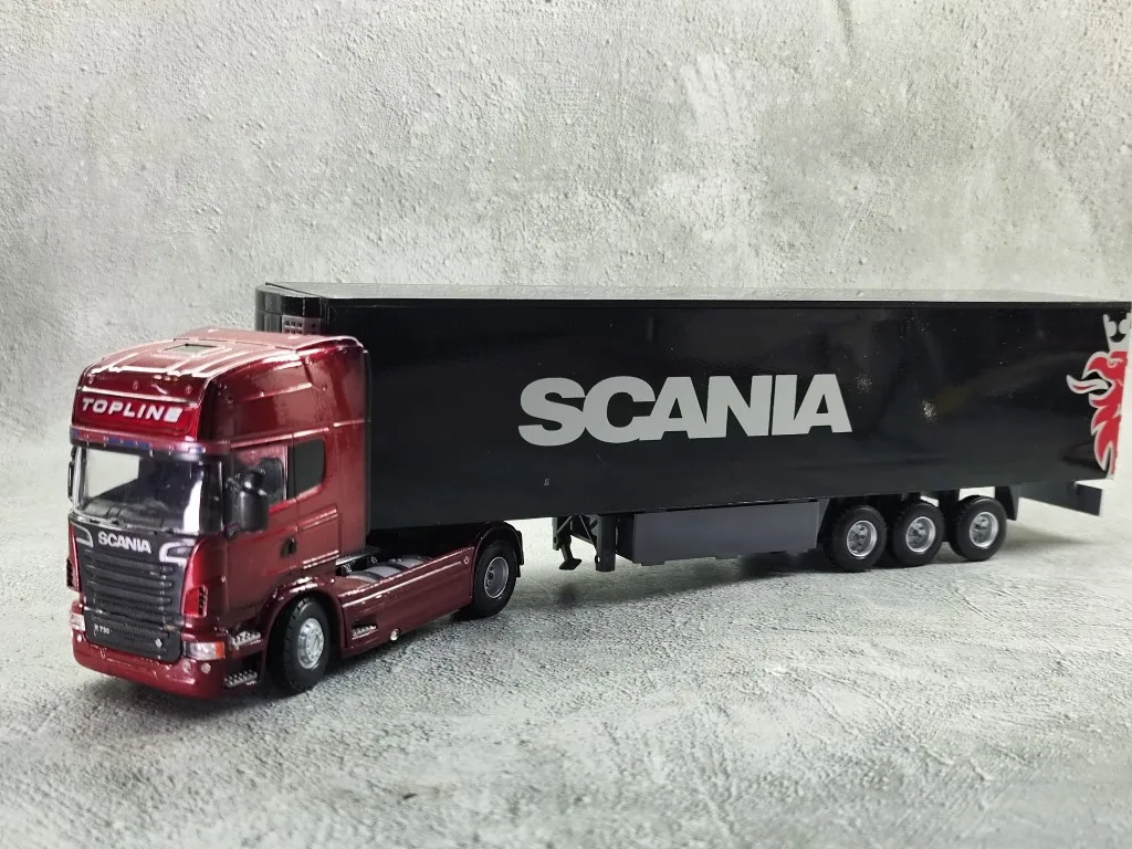 Diecast 1/50 Scale SCANIA Trailer Container Truck Alloy European Heavy Transporter Model Collectible Toy Gift Souvenir Display
