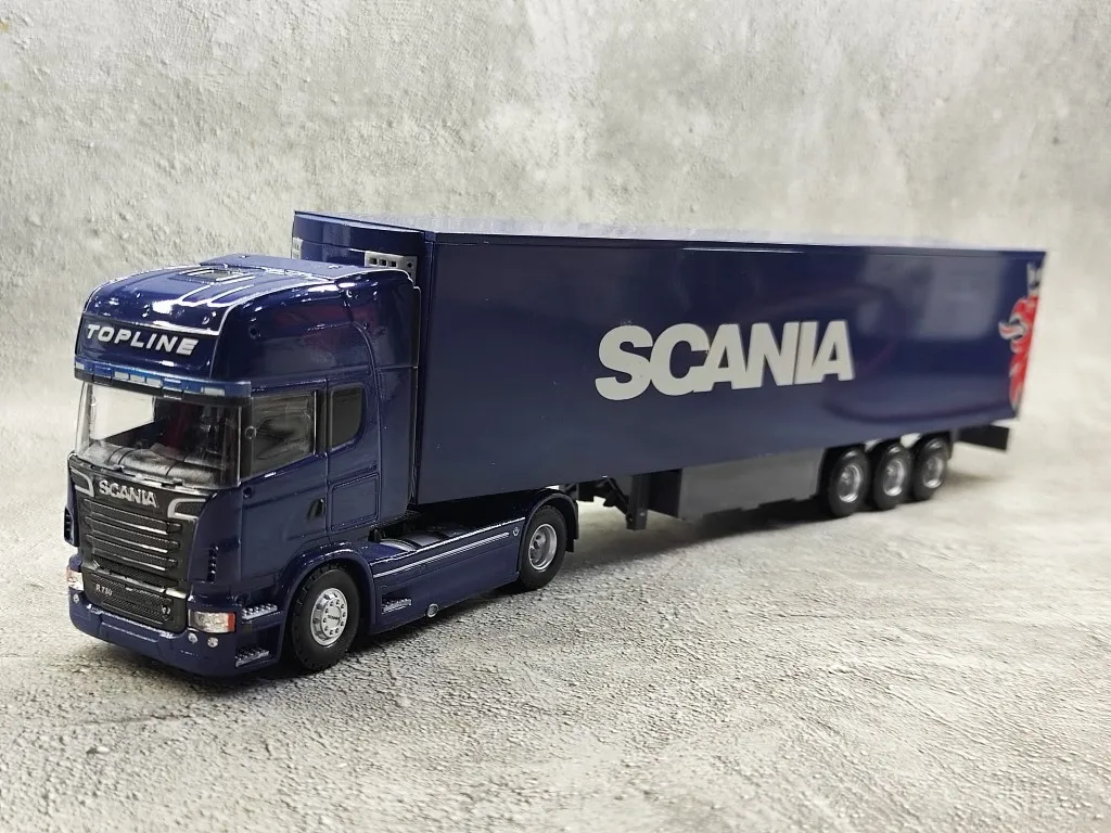 Diecast 1/50 Scale SCANIA Trailer Container Truck Alloy European Heavy Transporter Model Collectible Toy Gift Souvenir Display