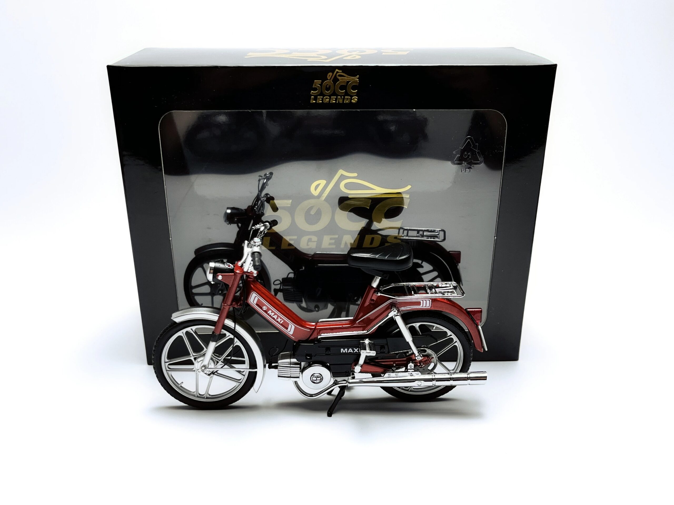 Diecast 1/10 Scale KK PUCH MAXI 50cc Vintage Alloy Motorcycle Model Collectible Toy Gift Souvenir Display