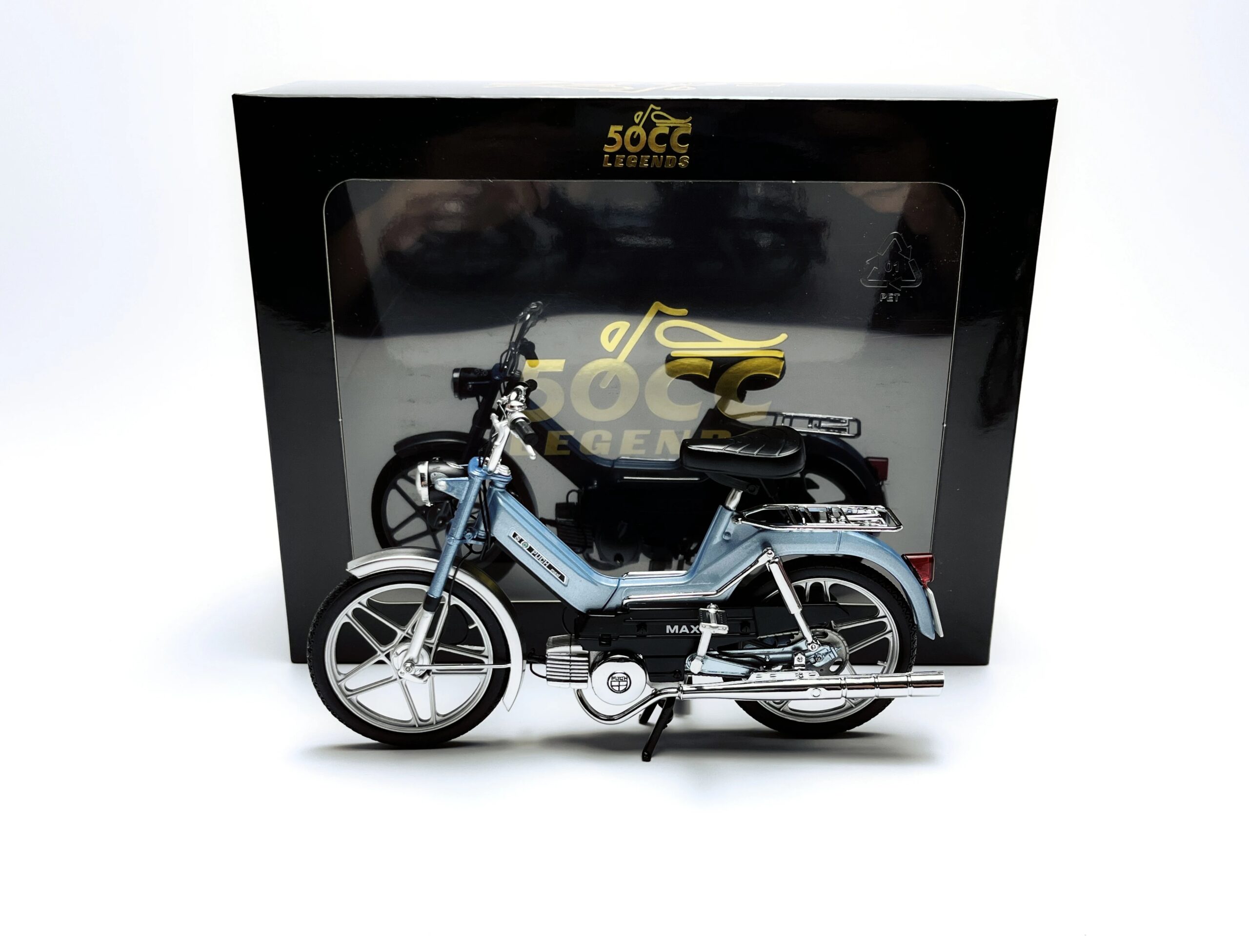 Diecast 1/10 Scale KK PUCH MAXI 50cc Vintage Alloy Motorcycle Model Collectible Toy Gift Souvenir Display