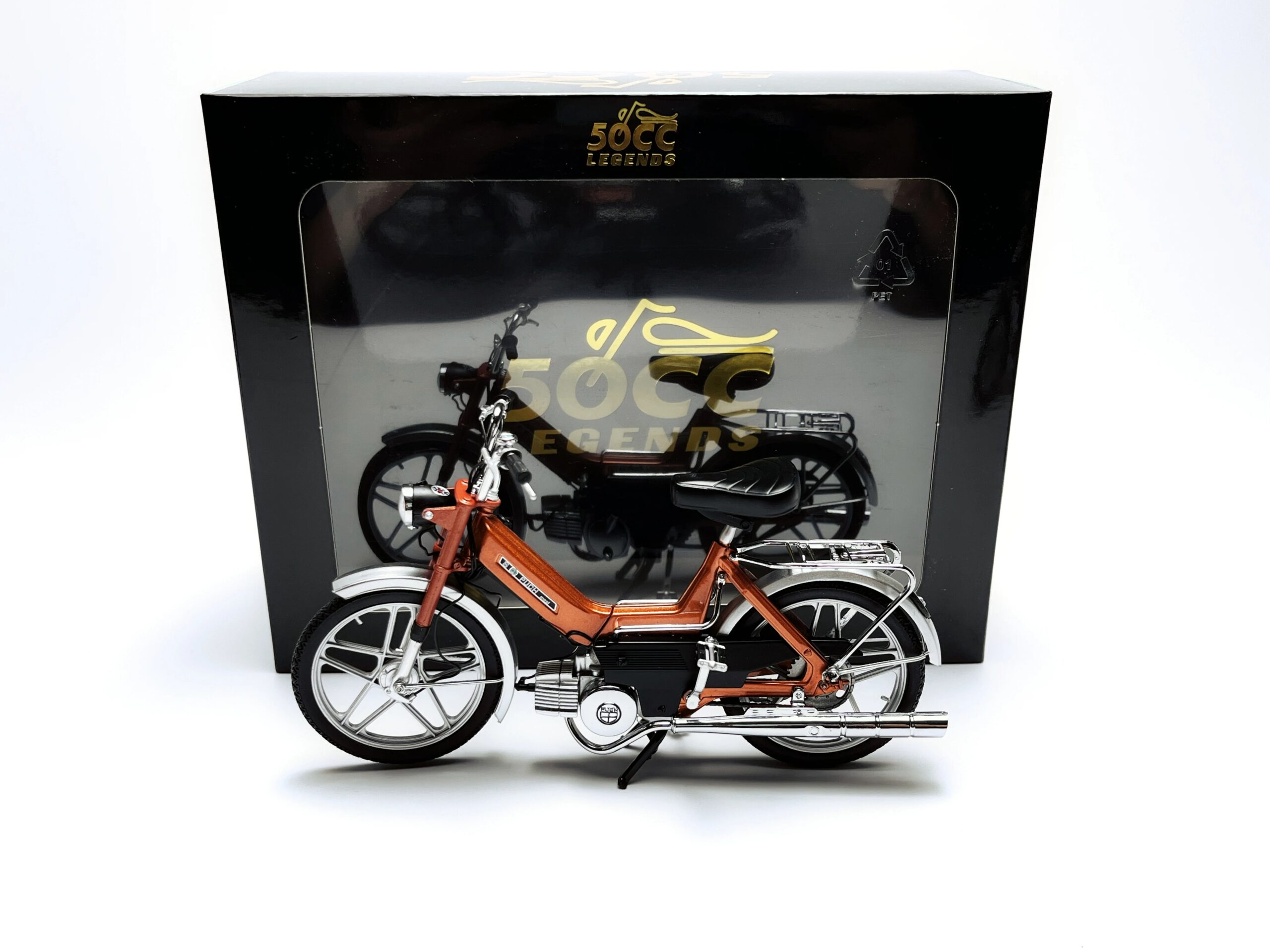 Diecast 1/10 Scale KK PUCH MAXI 50cc Vintage Alloy Motorcycle Model Collectible Toy Gift Souvenir Display