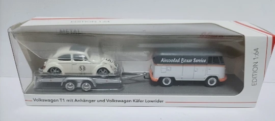 Diecast Schuco 1:64 Scale Volkswagen Alloy Racing Transport Trailer VW T1 3-piece Set Alloy Car Model Collectible Toy Gift