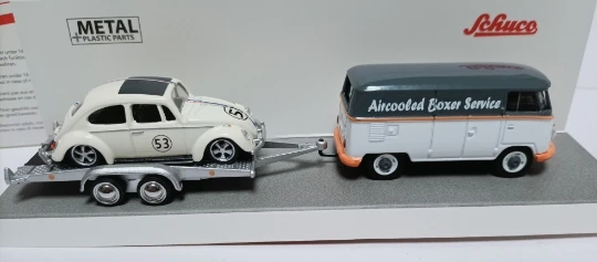 Diecast Schuco 1:64 Scale Volkswagen Alloy Racing Transport Trailer VW T1 3-piece Set Alloy Car Model Collectible Toy Gift