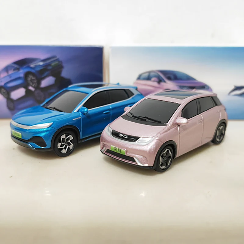 Diecast 1:64 Scale BYD Yuan PLUS & Yuan Up & BYD Dolphin EV New Energy Simulation Alloy Car Model Collection Toy Gift Display