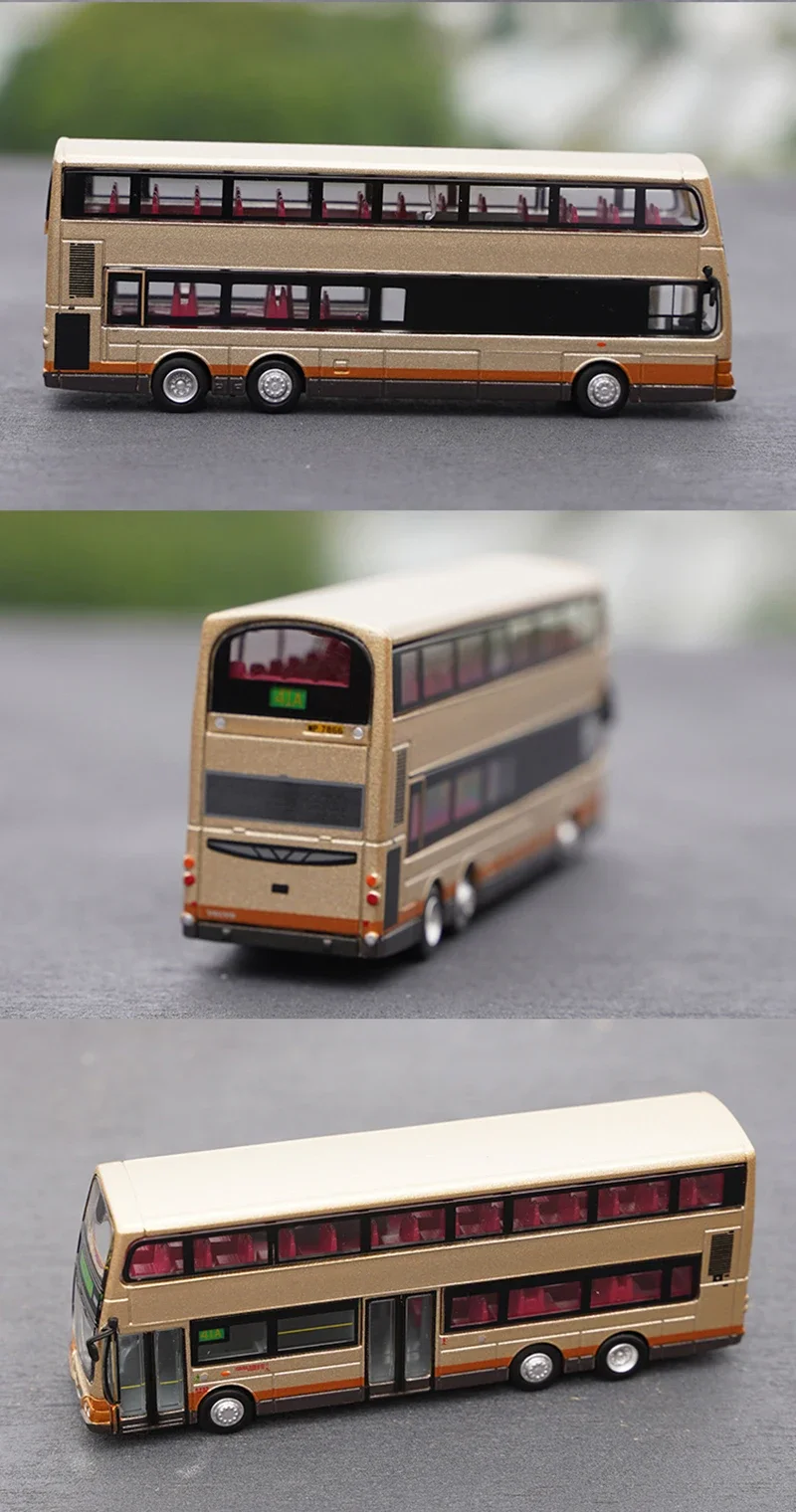 Diecast 1:120 Scale Hong Kong Double Decker Bus Series Car Model Alloy Classic Decoration Collectible Toy Adult Gift Souvenir