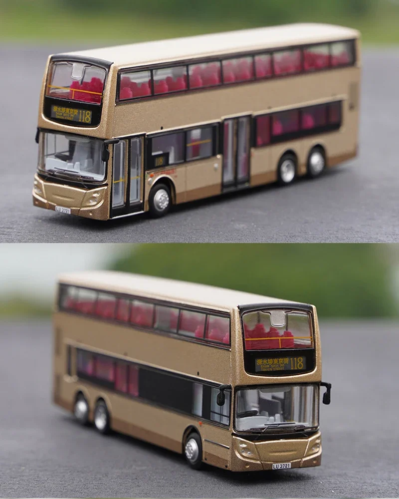 Diecast 1:120 Scale Hong Kong Double Decker Bus Series Car Model Alloy Classic Decoration Collectible Toy Adult Gift Souvenir