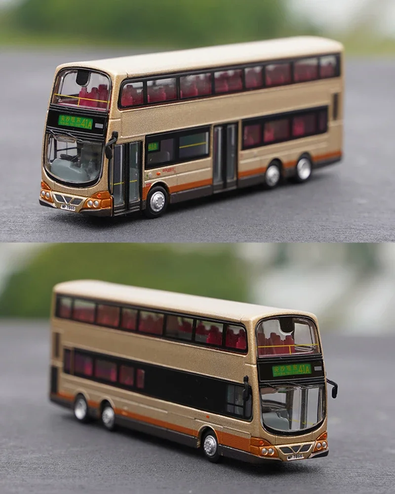 Diecast 1:120 Scale Hong Kong Double Decker Bus Series Car Model Alloy Classic Decoration Collectible Toy Adult Gift Souvenir