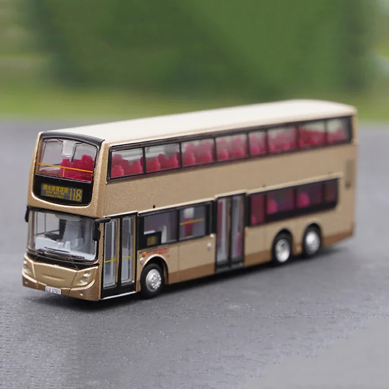 Diecast 1:120 Scale Hong Kong Double Decker Bus Series Car Model Alloy Classic Decoration Collectible Toy Adult Gift Souvenir