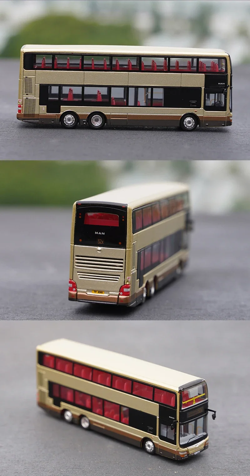 Diecast 1:120 Scale Hong Kong Double Decker Bus Series Car Model Alloy Classic Decoration Collectible Toy Adult Gift Souvenir