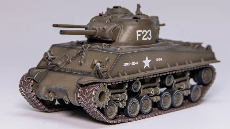 M4A3 HVSS Tank POA-CWS-H5 Flamethrower North Korea 1951 Model Final Static Completion Toy Tank Model Ornament M4A3 HVSS Tank POA-CWS-H5 Flamethrower North Korea 1951 Model Final Static Completion Toy Tank Model Ornament