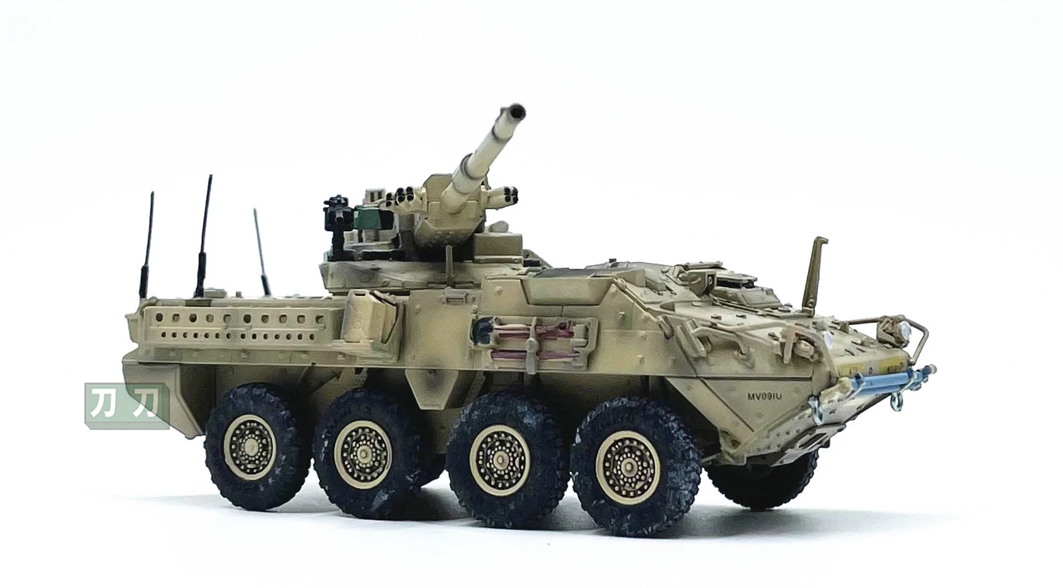 1:72 Scale Sand Color Simulation Finished Model of US M1128 Stryker Mobile Militarized Combat Eight-wheeled Armored Vehicle