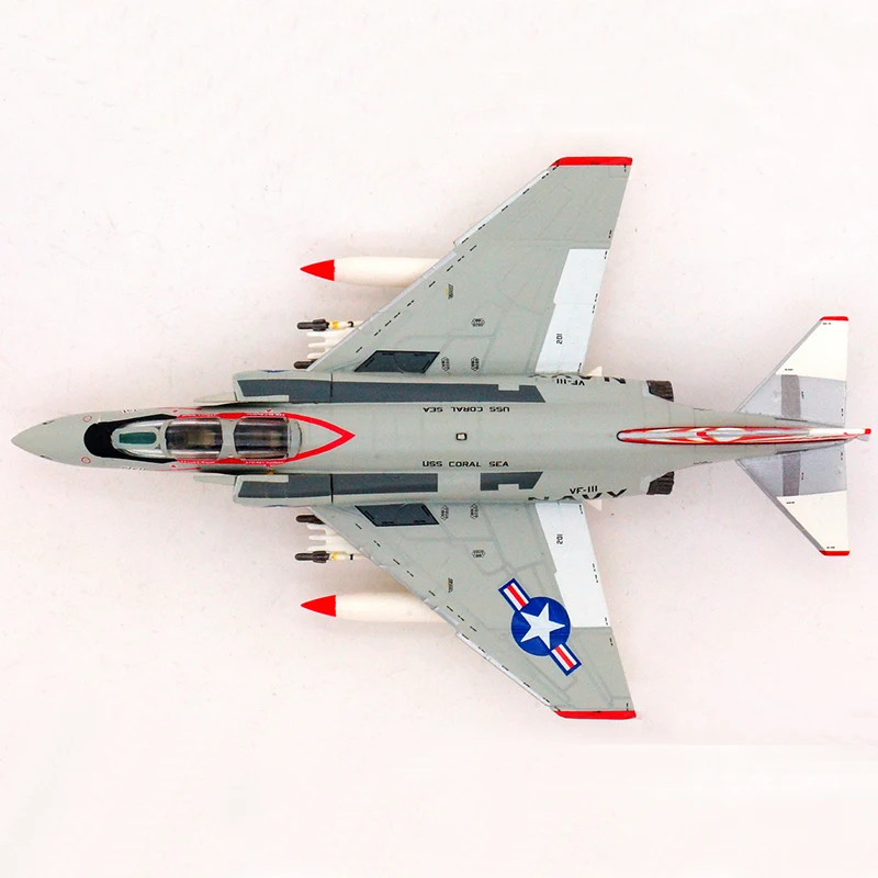 Diecast 1:200 Alloy Simulation Aircraft Model US Navy F-4B F4-B VF-111 Fighter Desktop Decoration Collection Gift