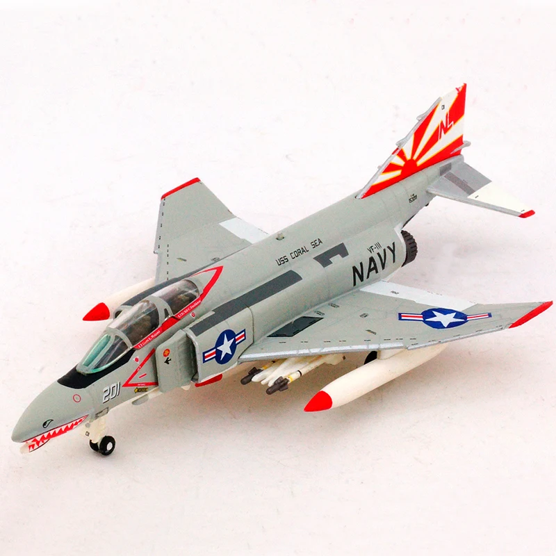 Diecast 1:200 Alloy Simulation Aircraft Model US Navy F-4B F4-B VF-111 Fighter Desktop Decoration Collection Gift