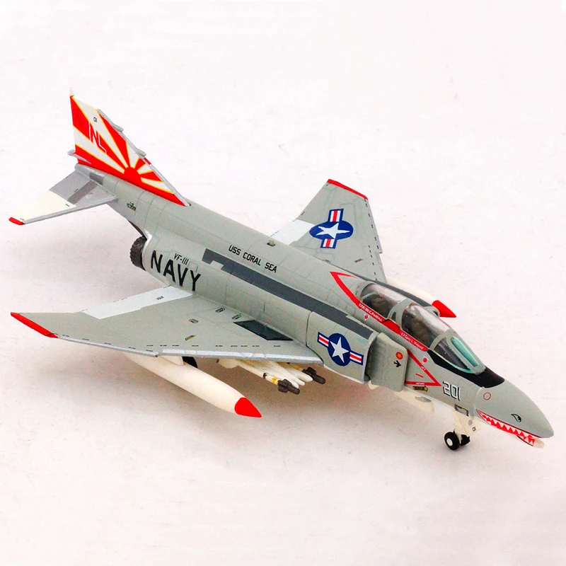 Diecast 1:200 Alloy Simulation Aircraft Model US Navy F-4B F4-B VF-111 Fighter Desktop Decoration Collection Gift