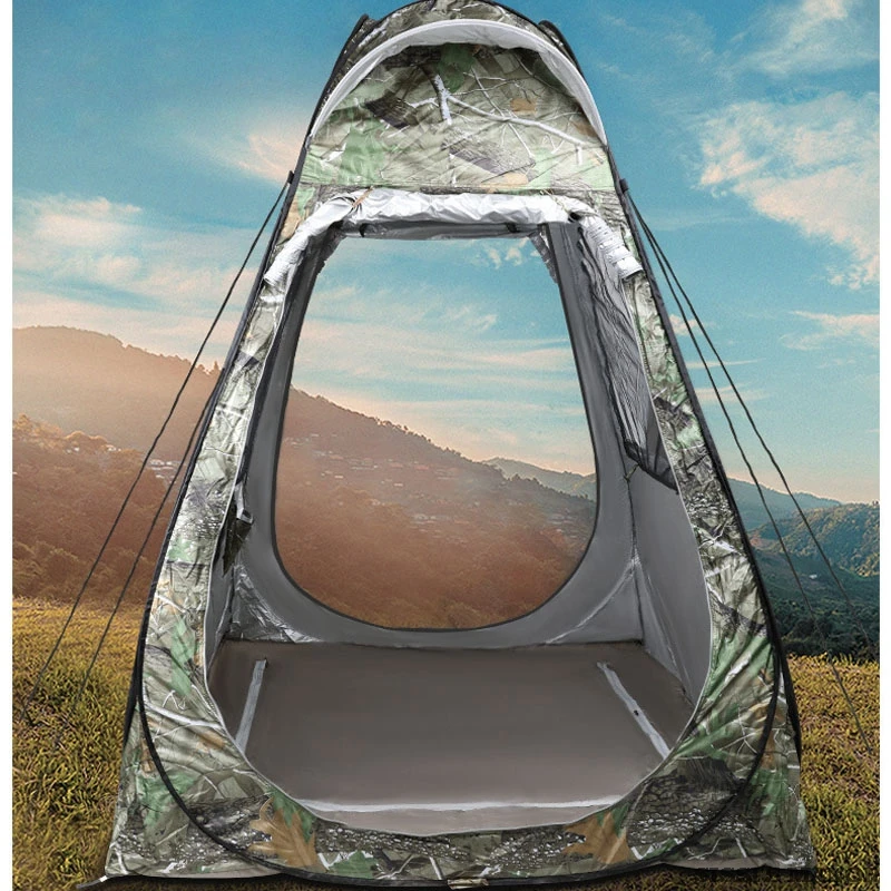 Camouflage Ice Fishing Tent For 1Person Anti-mosquito Rain-proof Sunscreen Double Doors 2Windows Pop Up Quick Open 150*150*190Cm