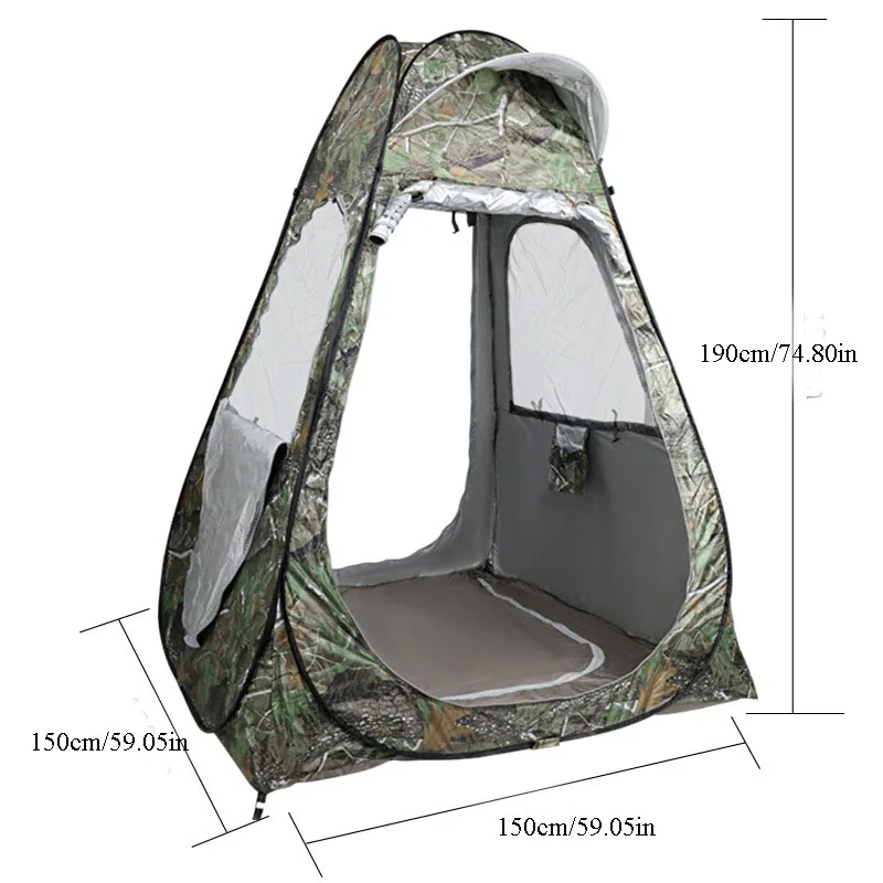 Camouflage Ice Fishing Tent For 1Person Anti-mosquito Rain-proof Sunscreen Double Doors 2Windows Pop Up Quick Open 150*150*190Cm