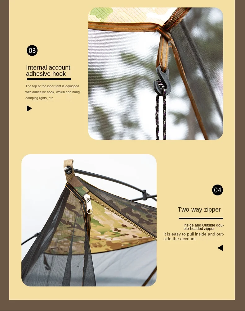 WOLFACE Outdoor Single Camouflage Tent Rainproof Sunscreen Thickened Camping Tent Tactical Camouflage Park Tent Camping Tool New