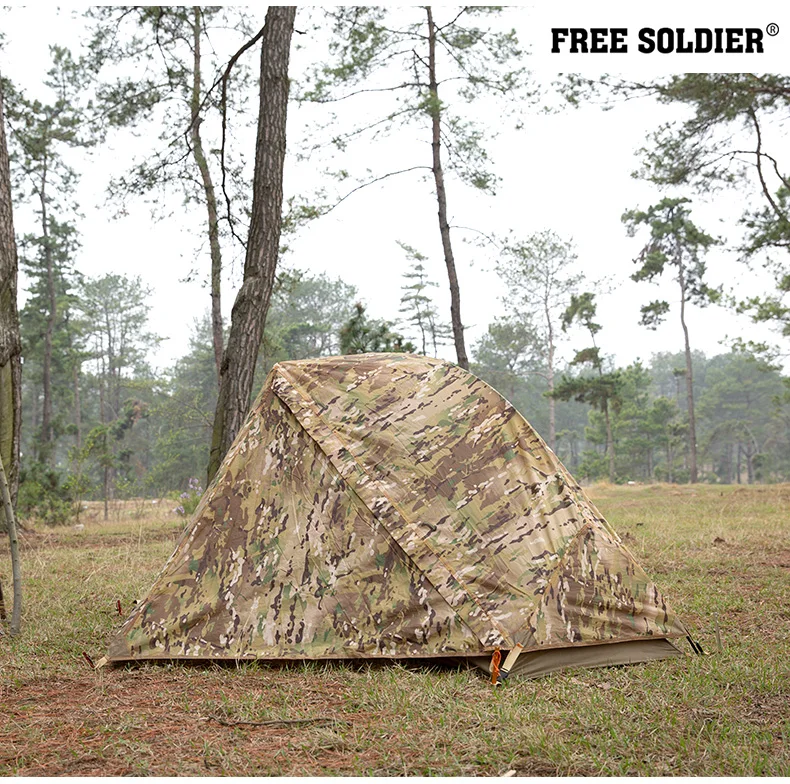 WOLFACE Outdoor Single Camouflage Tent Rainproof Sunscreen Thickened Camping Tent Tactical Camouflage Park Tent Camping Tool New