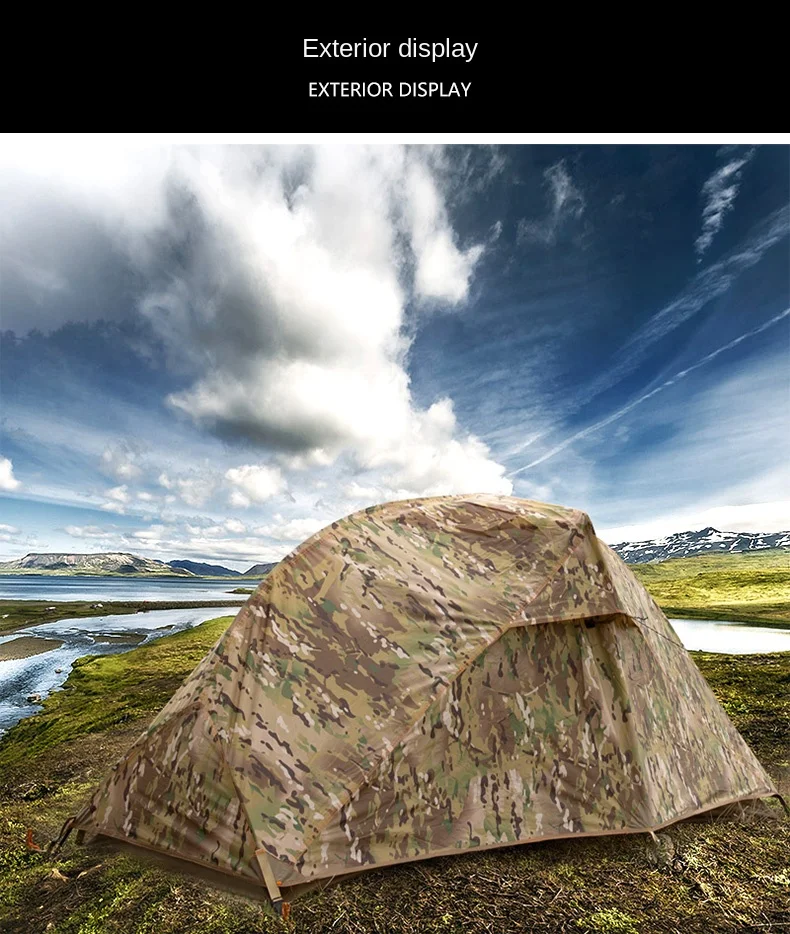 WOLFACE Outdoor Single Camouflage Tent Rainproof Sunscreen Thickened Camping Tent Tactical Camouflage Park Tent Camping Tool New