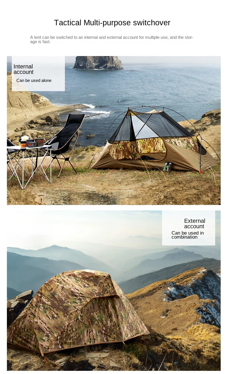 WOLFACE Outdoor Single Camouflage Tent Rainproof Sunscreen Thickened Camping Tent Tactical Camouflage Park Tent Camping Tool New