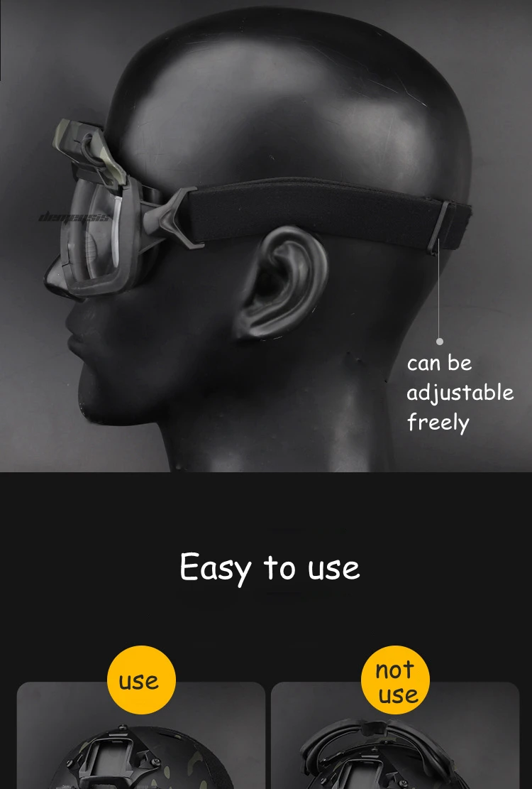 Tactical Airsoft Paintball Goggles Windproof Anti Fog CS Wargame Hiking Protection Goggles Fits for Tactical Helmet