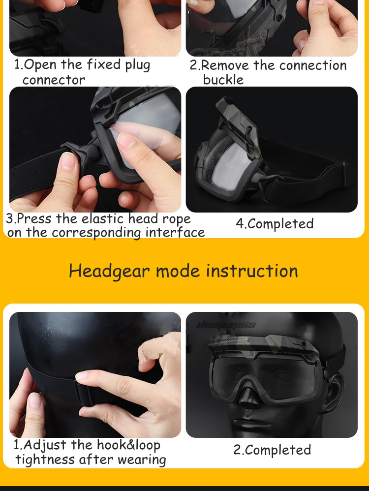 Tactical Airsoft Paintball Goggles Windproof Anti Fog CS Wargame Hiking Protection Goggles Fits for Tactical Helmet