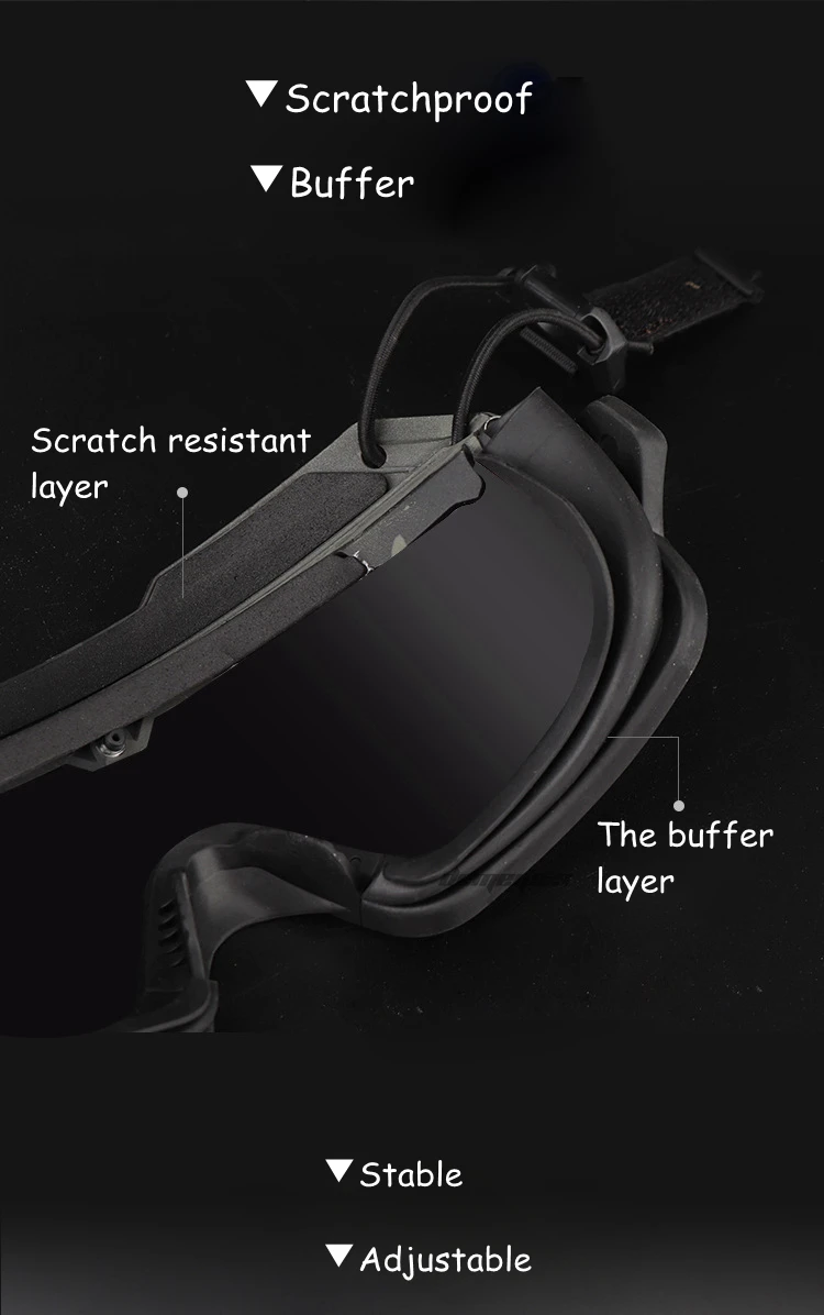 Tactical Airsoft Paintball Goggles Windproof Anti Fog CS Wargame Hiking Protection Goggles Fits for Tactical Helmet