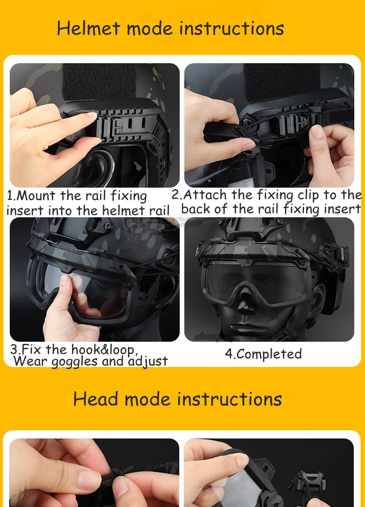 Tactical Airsoft Paintball Goggles Windproof Anti Fog CS Wargame Hiking Protection Goggles Fits for Tactical Helmet